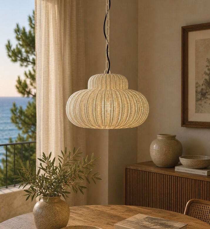 Light and Living Piedra Textured Lamp, Cream, 59x31.5-cm, Packshot View