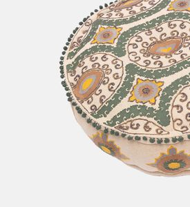 Mina Embroidered Pompom Embellished Pouf 60x20 Cm