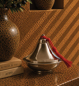 Nour Bougie Ourika Nickel Candle, Gold, 8.5-cm, Packshot View