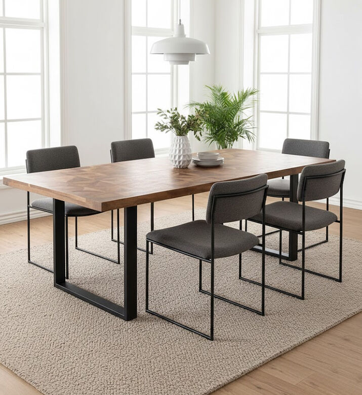 Home Deco and More Victory Wood Dinning Table, Brown, 270x104x76-cm, Packshot View