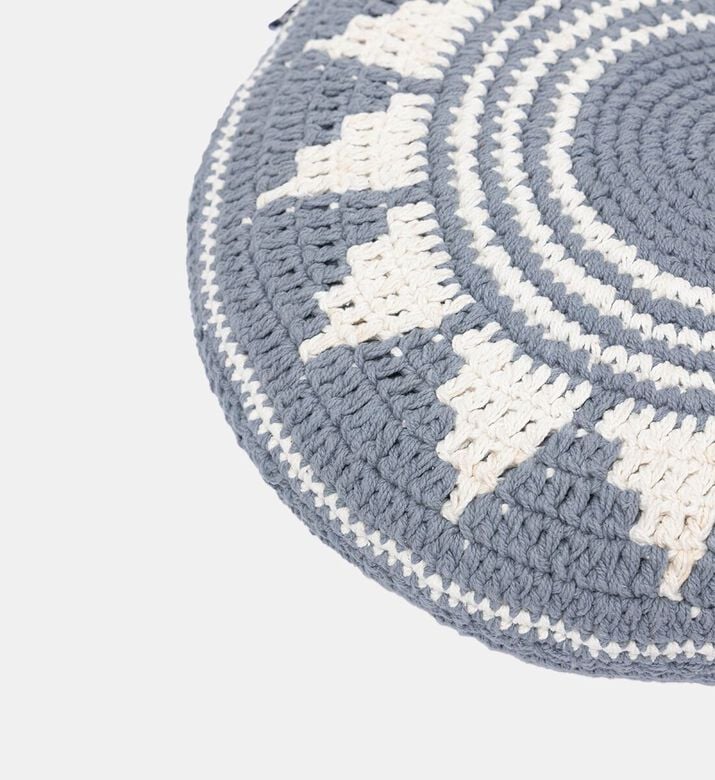 Home Deco and More Sol Cotton Round Filled And Vaccumed Cushion, Blue, Packshot View