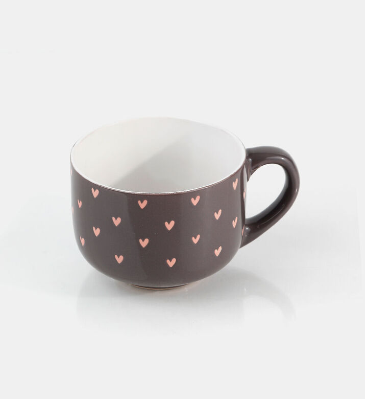Home Deco and More Hearts Design Handled Mug, Black, Packshot View