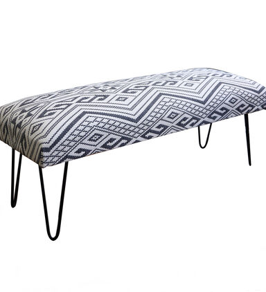 Handloom Grey Iron Legs Bench