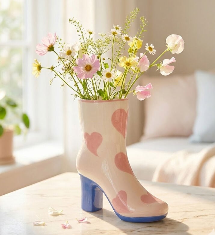 Kersten Heart Boot-shaped Stoneware Vase, Packshot View