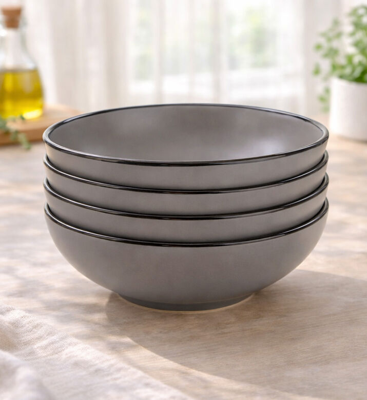 Home Deco and More Happy Stoneware Soup Plate 4-piece Set, Packshot View