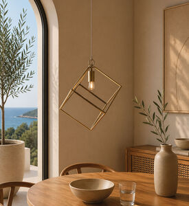 Light and Living Xavi Diamond Glass Hanging Lamp, Brown, 20x20x20-cm, Packshot View
