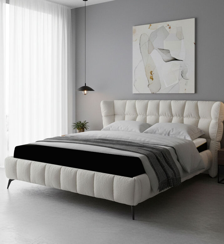 Home Deco and More Oslo King Sized Bed, Beige, Packshot View
