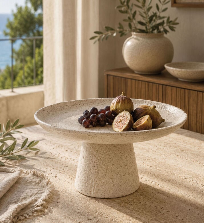 Light and Living Ota Matt-finish Dish-on-base, Brown, 24.5x12-cm, Packshot View