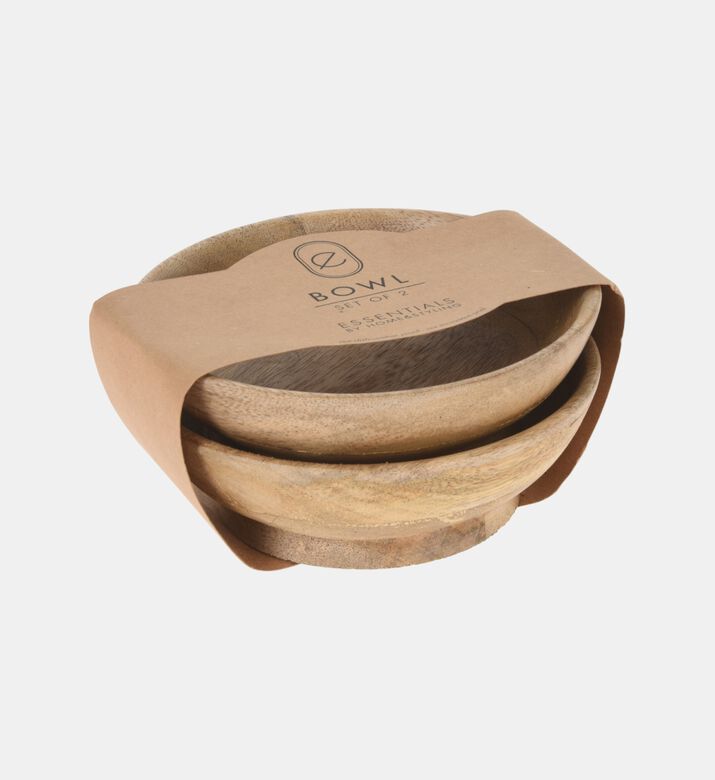 Home Deco and More Mango Wood 2-piece Bowl Set, Packshot View