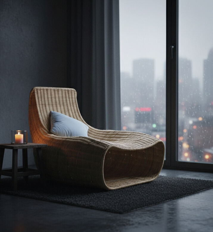 Home Deco and More Fei Rattan Wicker Weave Lounge Chair, Natural, 81x82x71-cm, Packshot View