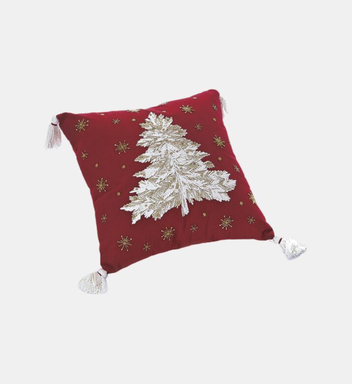 Gold Tree Tasseled Cushion