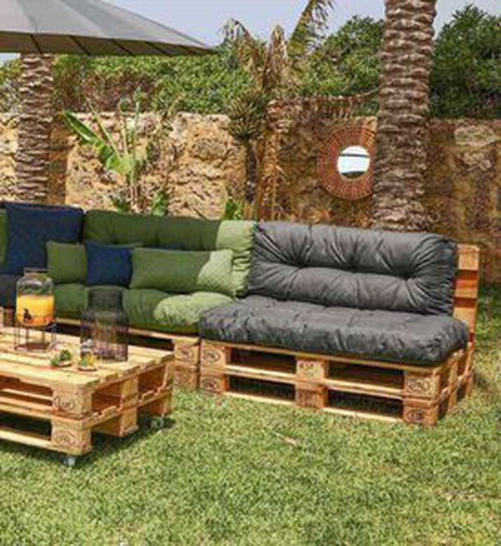 Home Deco and More Outdoor Quilted Cushion, Blue, Packshot View