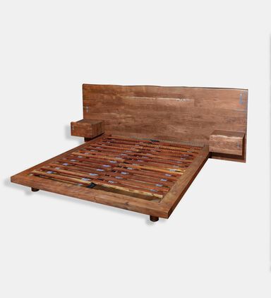 Ethnic Acacia Wood King Bed