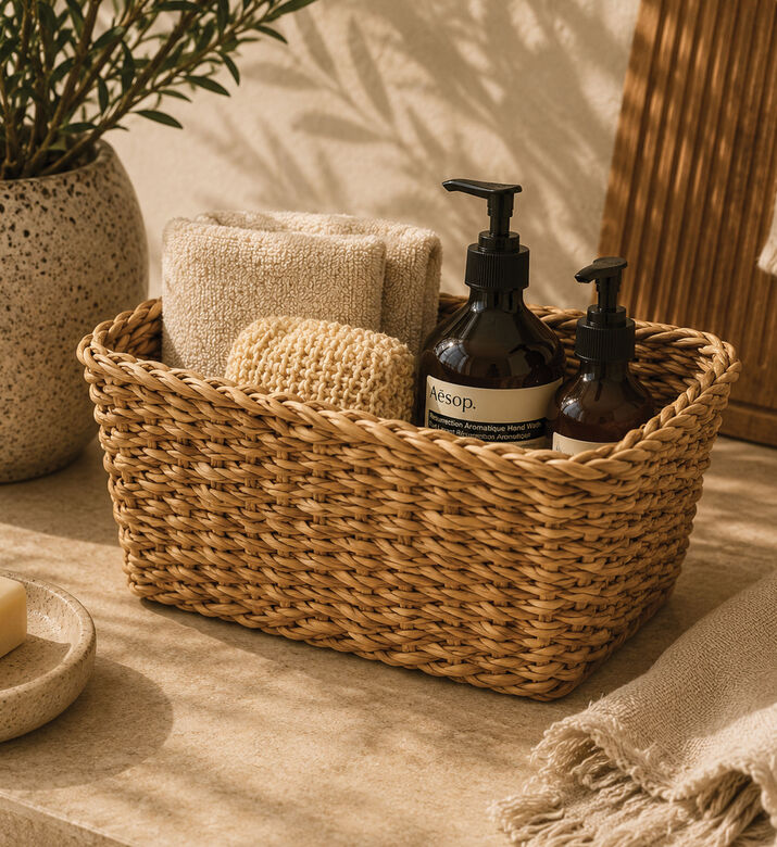 Home and Styling Squared Basket, Brown, 9x11-cm, Packshot View