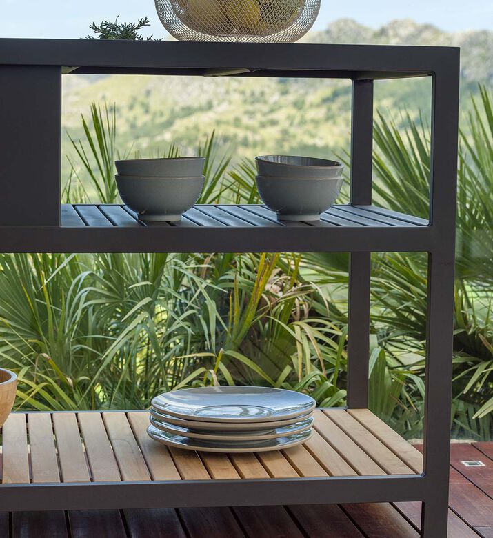 Amber Teak Wood Outdoor Kitchen Table