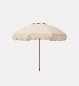 Home Deco and More Wooden Fringe Outdoor Umbrella, Cream, 180-cm, Packshot View