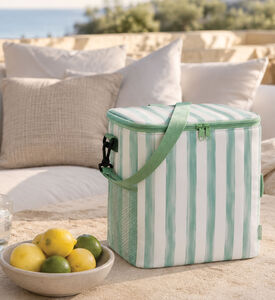 Home Deco and More Striped Cooler Lunch Bag, Green, Packshot View