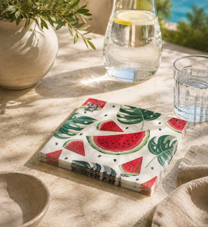 Excellent Houseware Floral Theme Napkins 20 Pieces, Watermelon, 33x33-cm, Packshot View