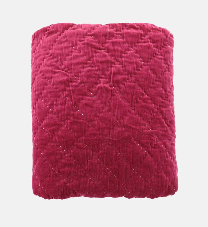 Home Deco and More Velvet Embroidered Bed Cover, Burgundy, 240x260-cm, Packshot View