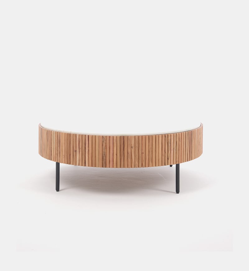 Acacia Wood Ribbed Coffee Table