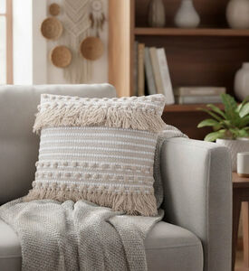 Home and Styling Cotton Tassels Filled And Vaccumed Cushion 2, Packshot View