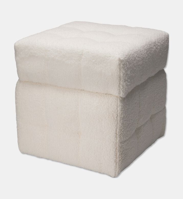 Home Deco and More Removable Lid Storage Pouf, White, Packshot View