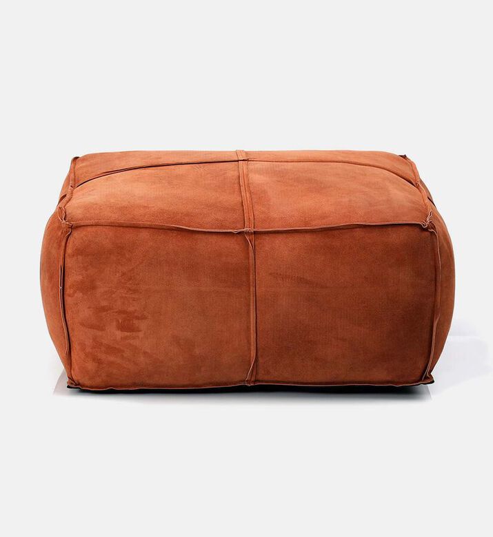 Home Deco and More Elmer Suede Leather Square Pouf, Terracotta, Packshot View