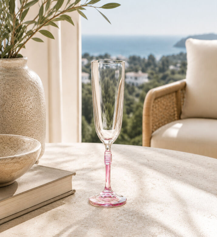 Home Deco and More Duo-tone Color Champaign Glass, Pink, Packshot View