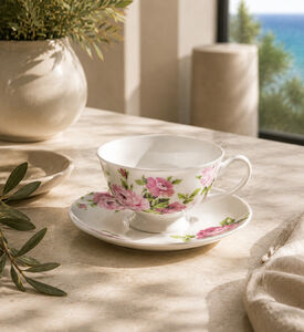 Home Deco and More Floral-print 6-piece Tea Cup Saucer Set, Packshot View