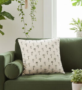 H and S Collection Palm Tree Printed Cushion, Packshot View