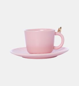 Home Deco and More Bird Coll 4-piece Tea Cup Saucer Set, Pink, Packshot View