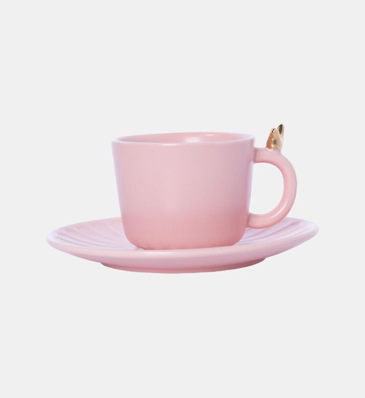 Home Deco and More Bird Coll 4-piece Tea Cup Saucer Set, Pink, Packshot View