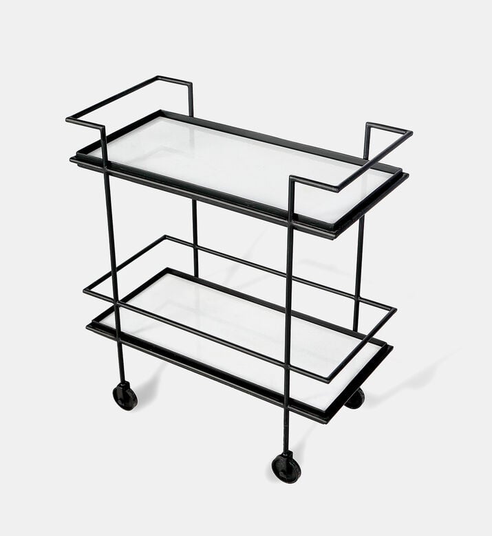 Home Deco and More Jitsu Wheeled Iron Marble Bar Trolley, Packshot View