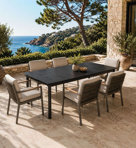 Home Deco and More Laser-cut Aluminum Extension Dining Table, Anthracite, Packshot View