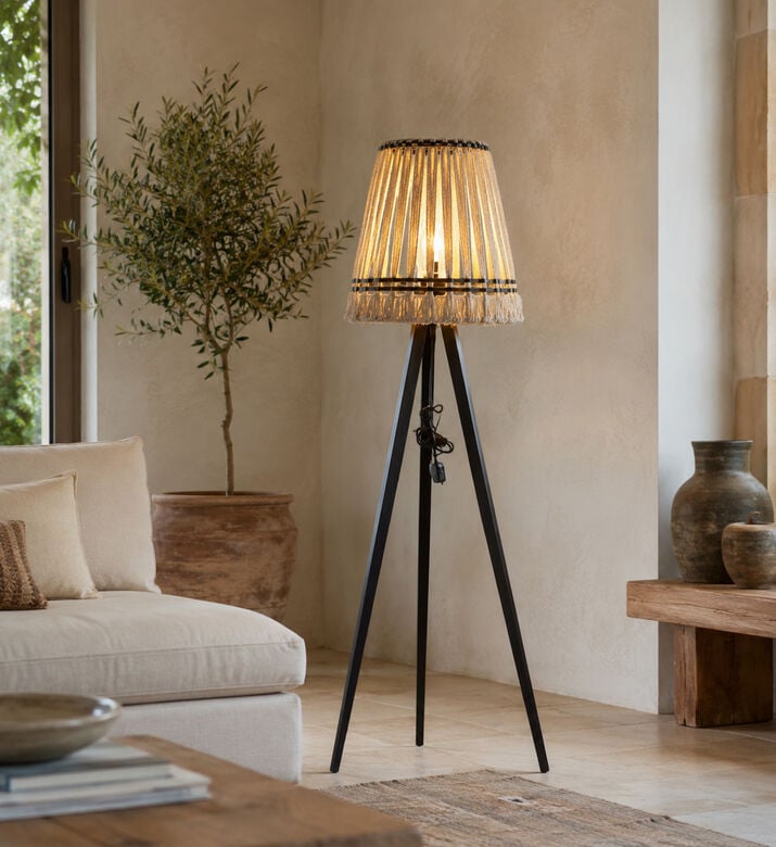 Light and Living Loa Round Drum Floor Lamp, Packshot View