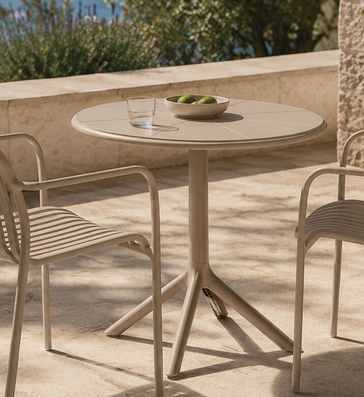 Home Deco and More Round Outdoor Table, Beige, Packshot View