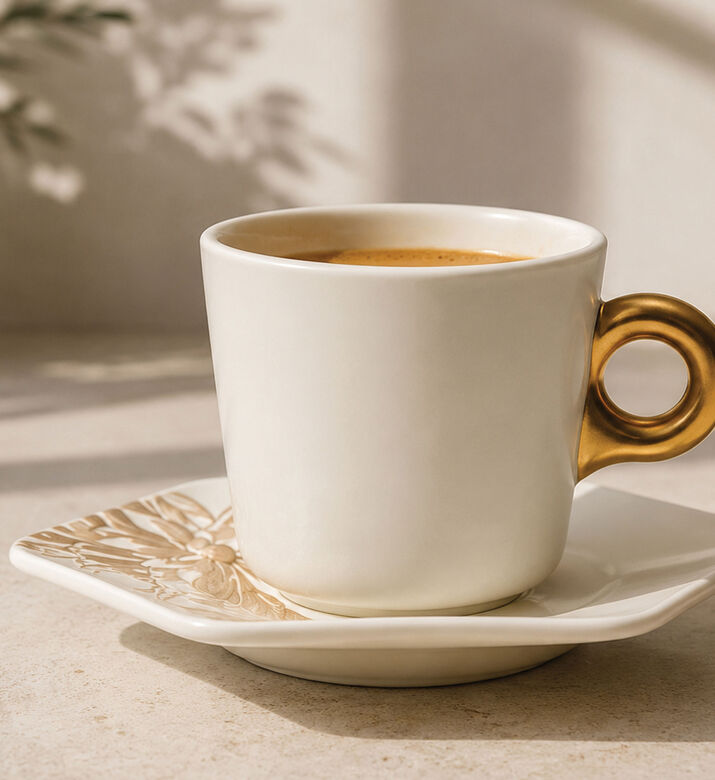 Essenza Porcelain Espresso Cup Saucer Set, Packshot View