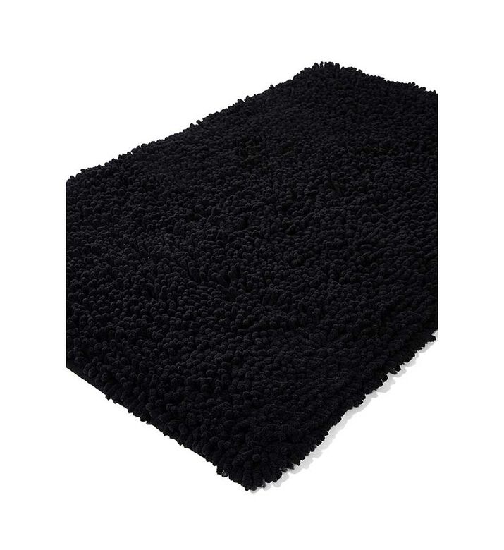 Home Deco and More Charlton Cotton Bathroom Mat, Black, 60x90-cm, Packshot View