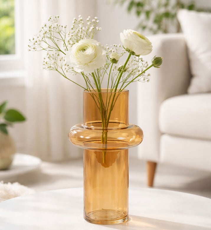 Decostar Amy Small Transparent Vase, Brown, S, Packshot View