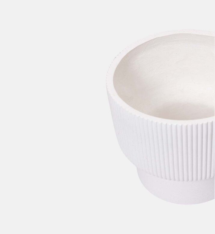 Home Deco and More Fiber Clay Ribbed Top Planter, Light-grey, 38-cm, Packshot View
