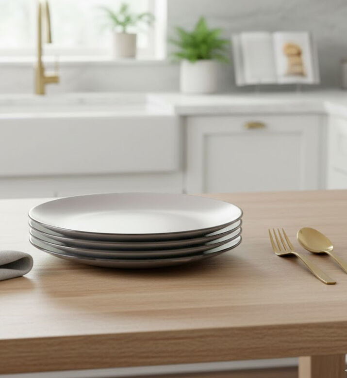 Home Deco and More Happy Stoneware Dinner Plate 4-piece Set, Packshot View