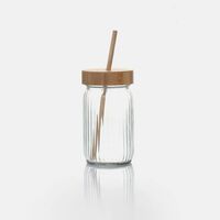 Glass Bamboo Lid Drinking Glass