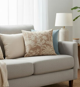 H and S Collection Palm Tree-inspired Print Square Cushion, Packshot View