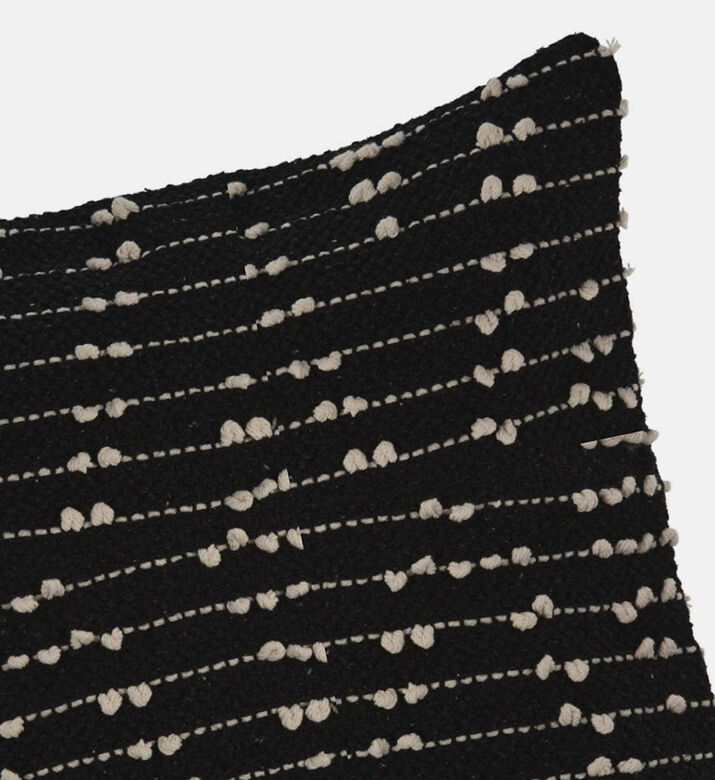 Home and Styling Cotton Embroidered Square Filled And Vaccumed Cushion, Black, 45x45-cm, Packshot View