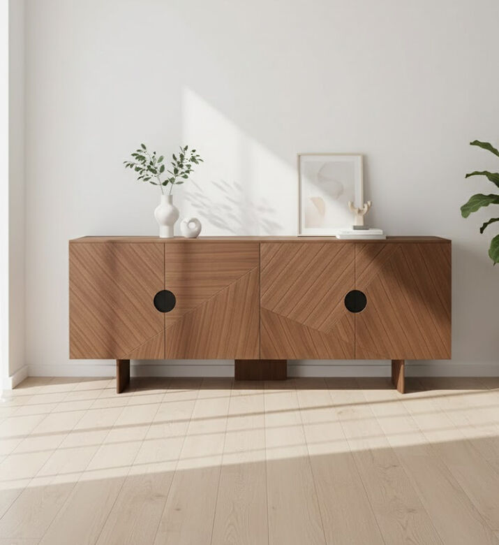 Home Deco and More Marley Walnut Sideboard, Natural, 200x50x82-cm, Packshot View
