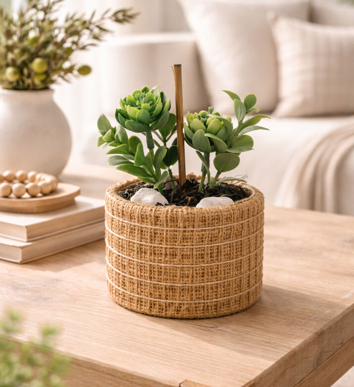 Home Deco and More Succulent Plant-in-natural Pot, Packshot View