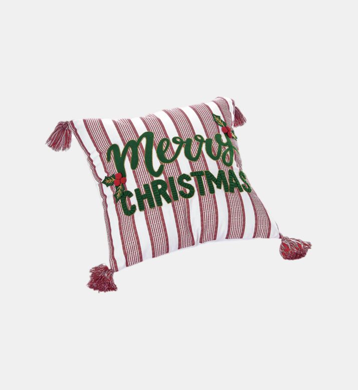 Merry Christmas Tasseled Cushion