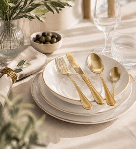 Home Deco and More Gold-tone Matte 16-piece Cutlery Set, Packshot View