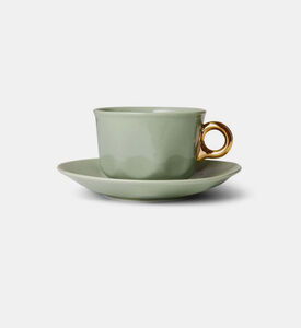 Essenza Porcelaine Gold Handle Coffee Cup, Green, 220-ml, Packshot View