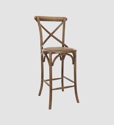 Birch Wood Cross-back Bar Stool